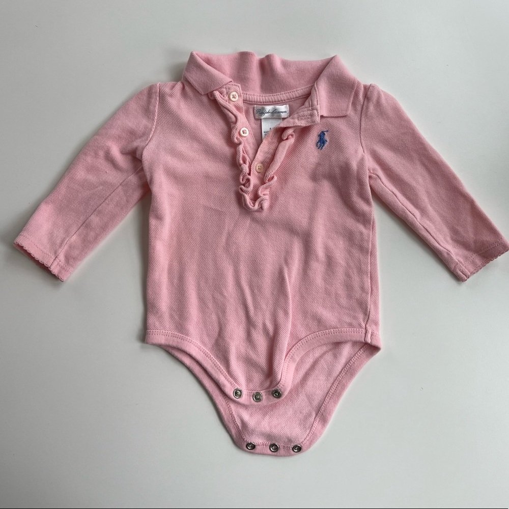 Ralph Lauren Polo Longsleeve Onesie in Light Pink Size 6M EUC